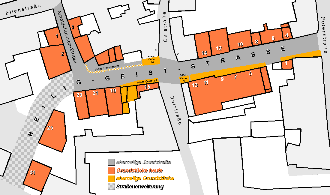 Grundstückkarte Heilig-Geist-Straße, Arnold-Jansen-Straße = früher Josefstraße