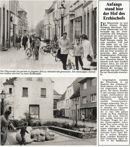 Artikel aus der Westdeutschen Zeitung 21. Mai 1982 anlässlich der Feiern zur Sanierung der Altstadt