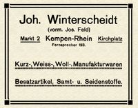 Annonce "Winterscheidt" in einer Vereinsschrift